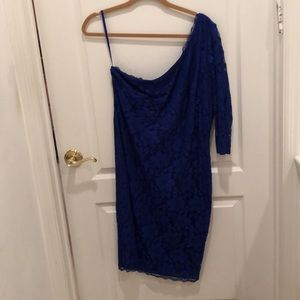 Blue Lace One Sleeve midi dress!